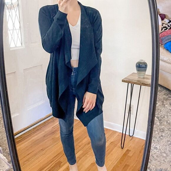 Theory Merino Wool Draped Open Front Cardigan Sweater - Picture 8 of 8